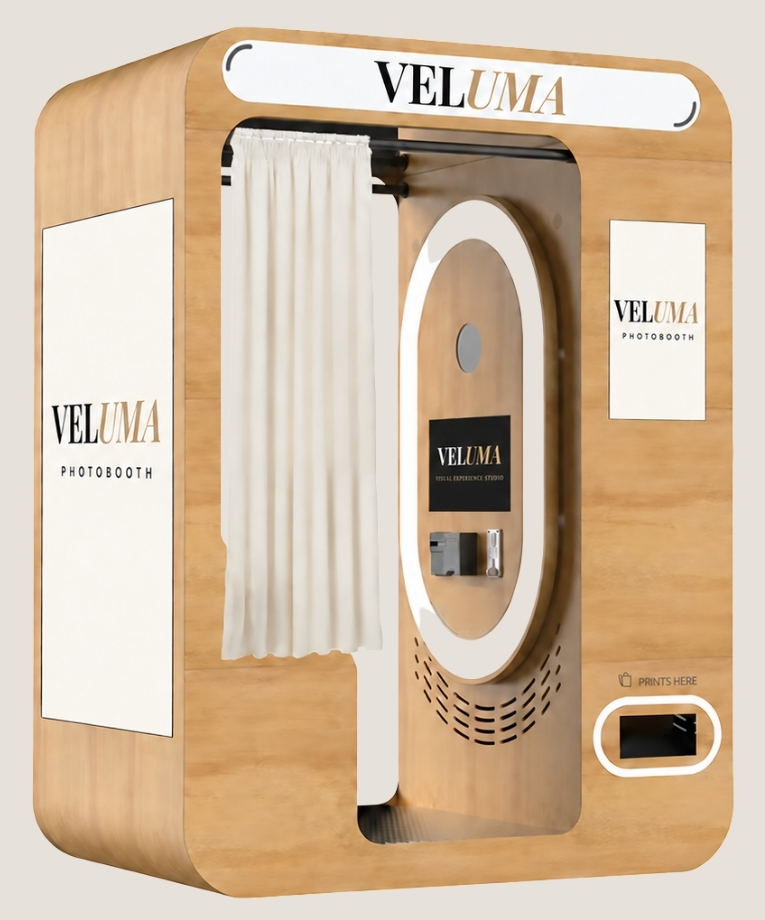 The Veluma enclosed booth with its customisable surfaces numbered