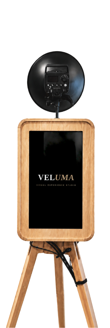 The Luma open-air photo booth in light oak
