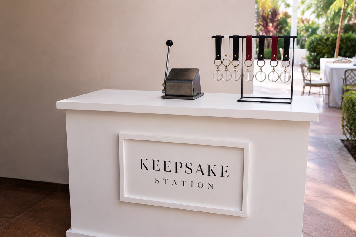 Custom keepsake station with keychains