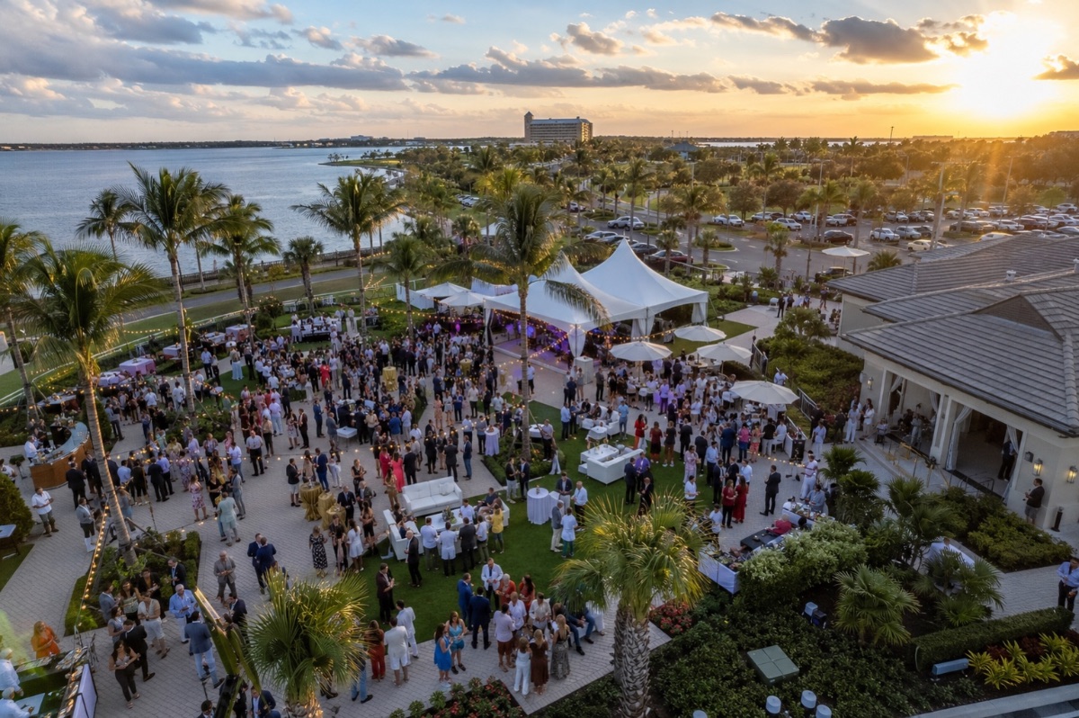 Aerial drone coverage of a venue